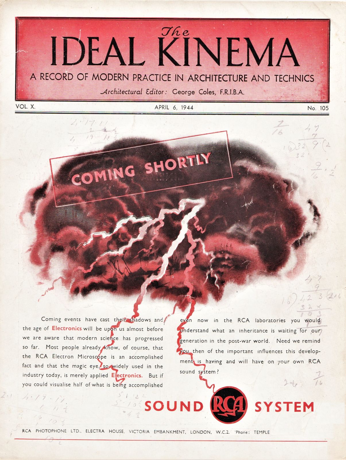 IDEAL KINEMA magazine side cover  Vol 10 No  105 6 April 1944