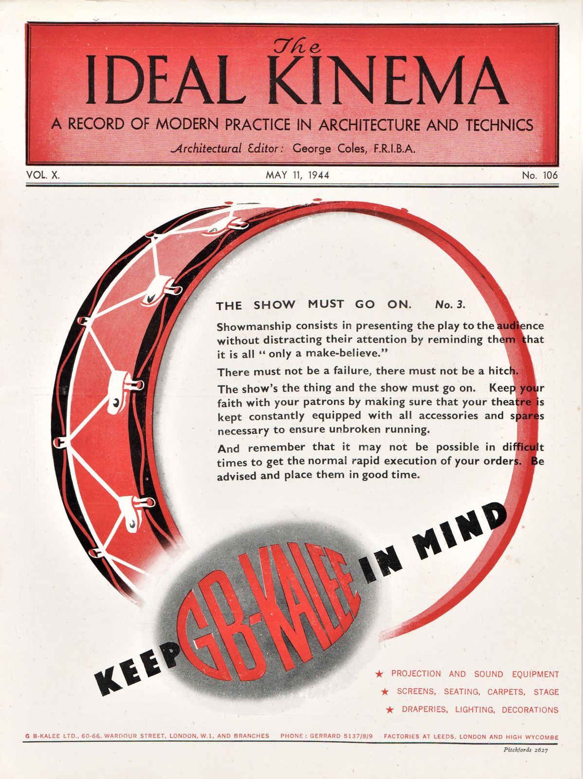 IDEAL KINEMA magazine side cover  Vol 10 No  106 11 May 1944