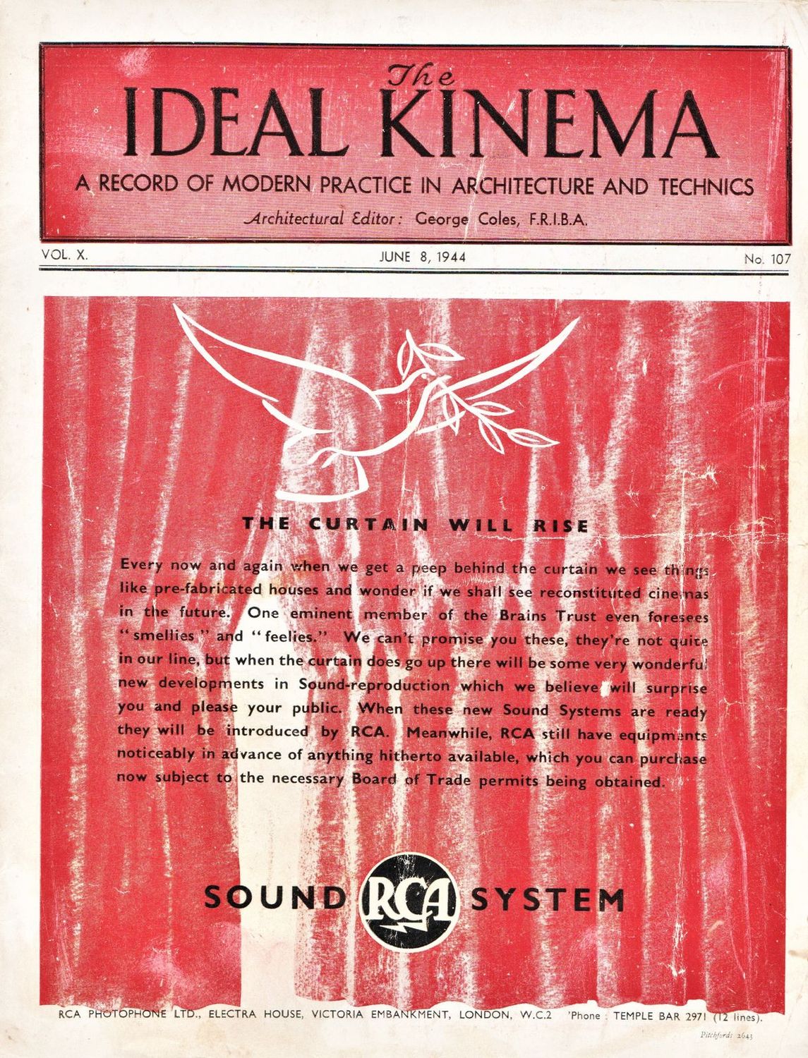 IDEAL KINEMA magazine side cover  Vol 10 No  107 8 June 1944
