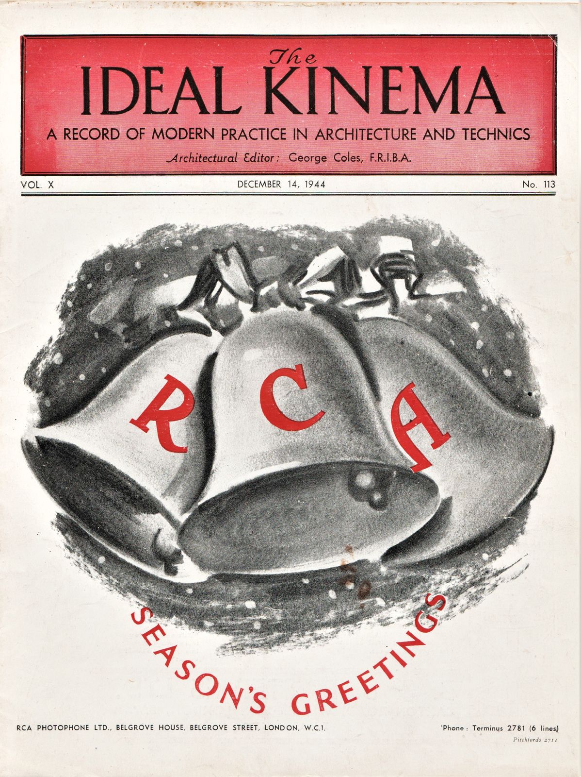 IDEAL KINEMA magazine side cover  Vol 10 No  113 14 December 1944