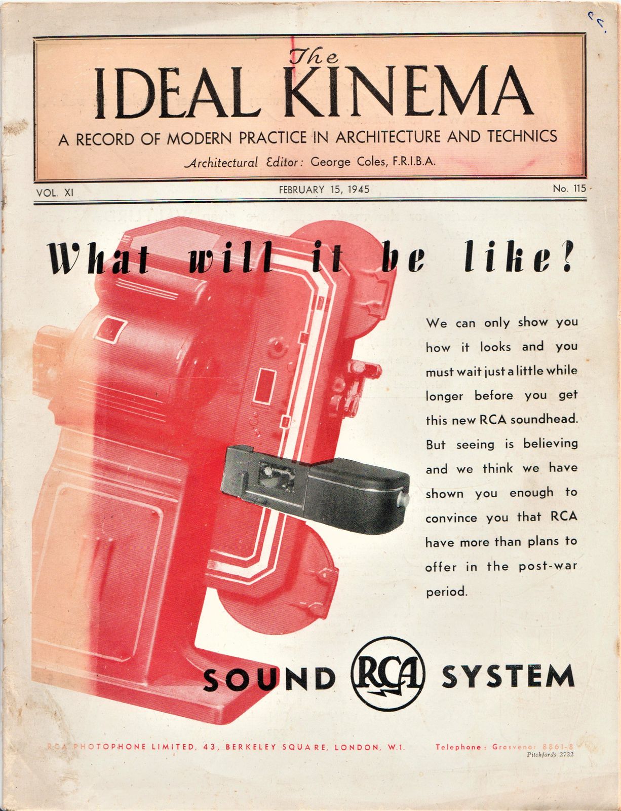 IDEAL KINEMA magazine side cover  Vol 11 No  115 15 February 1945