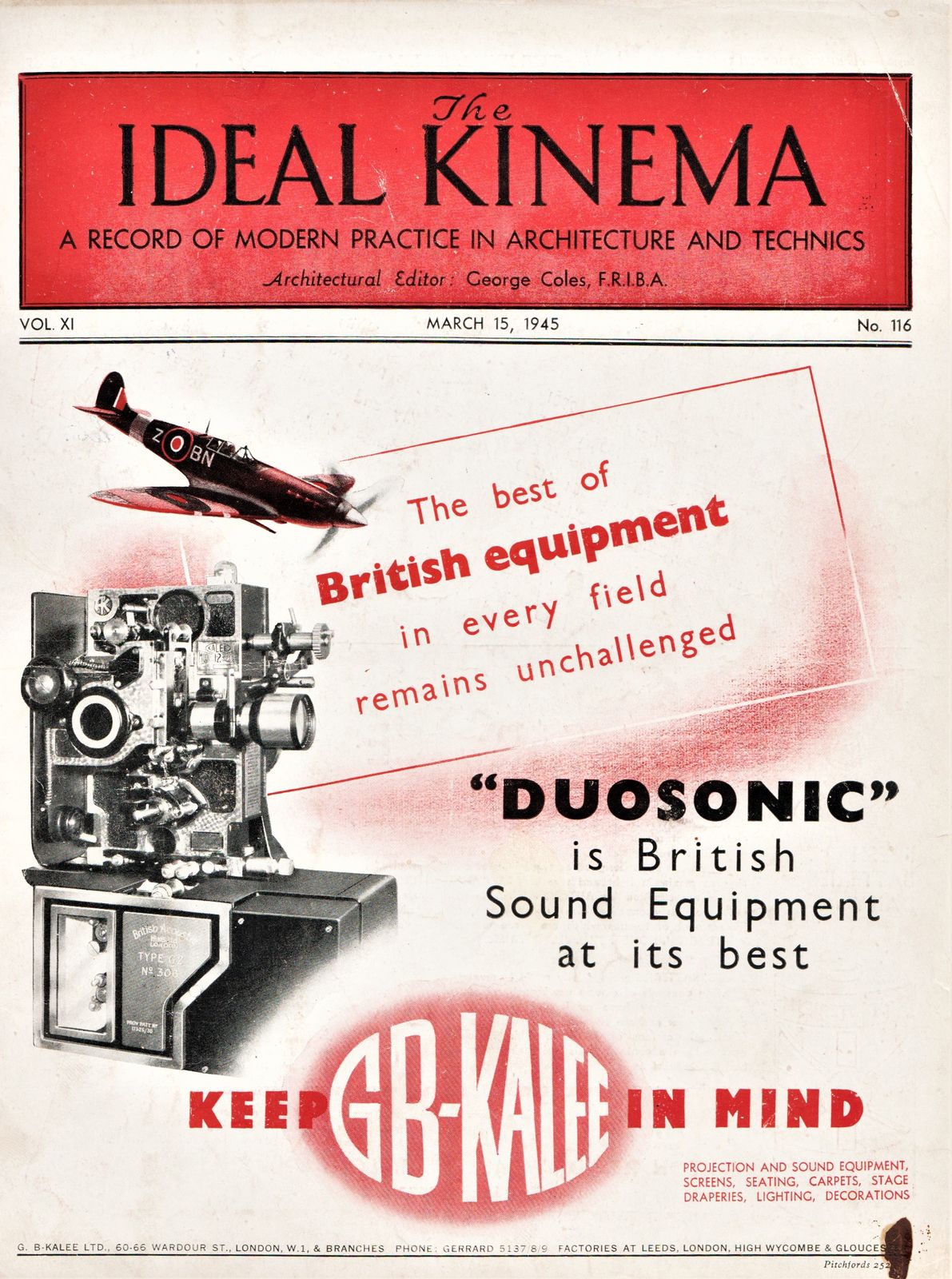 IDEAL KINEMA magazine side cover  Vol 11 No  116 15 March 1945