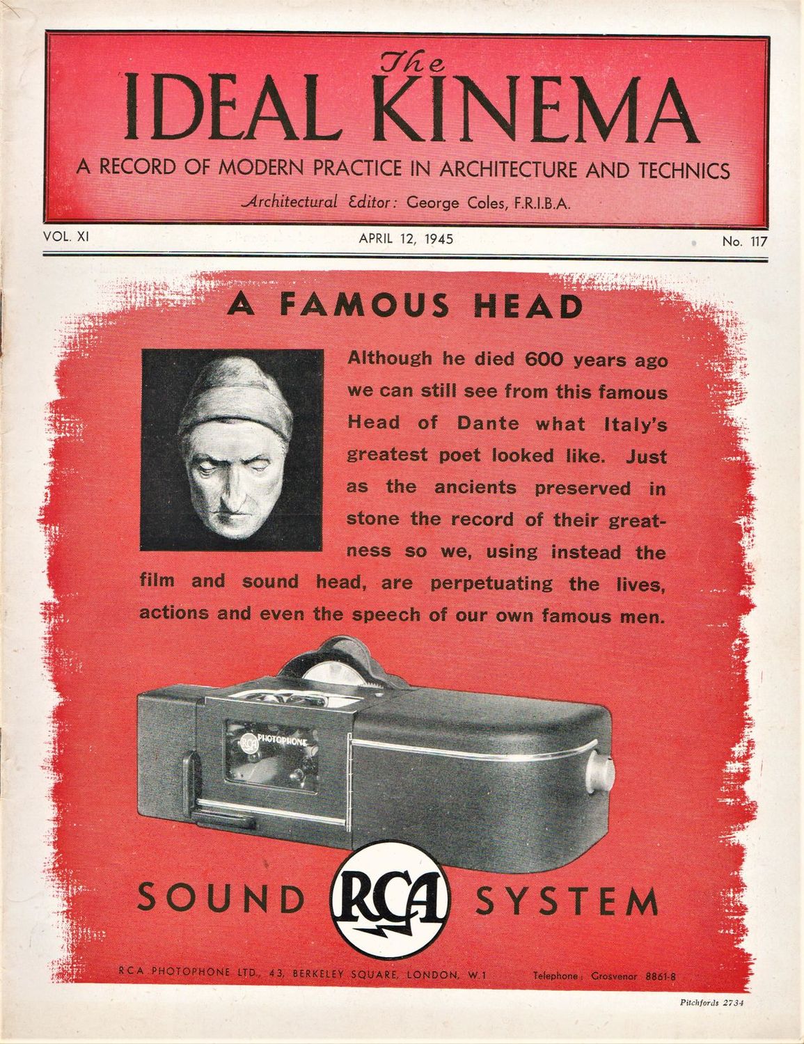 IDEAL KINEMA magazine side cover  Vol 11 No  117 12 April 1945