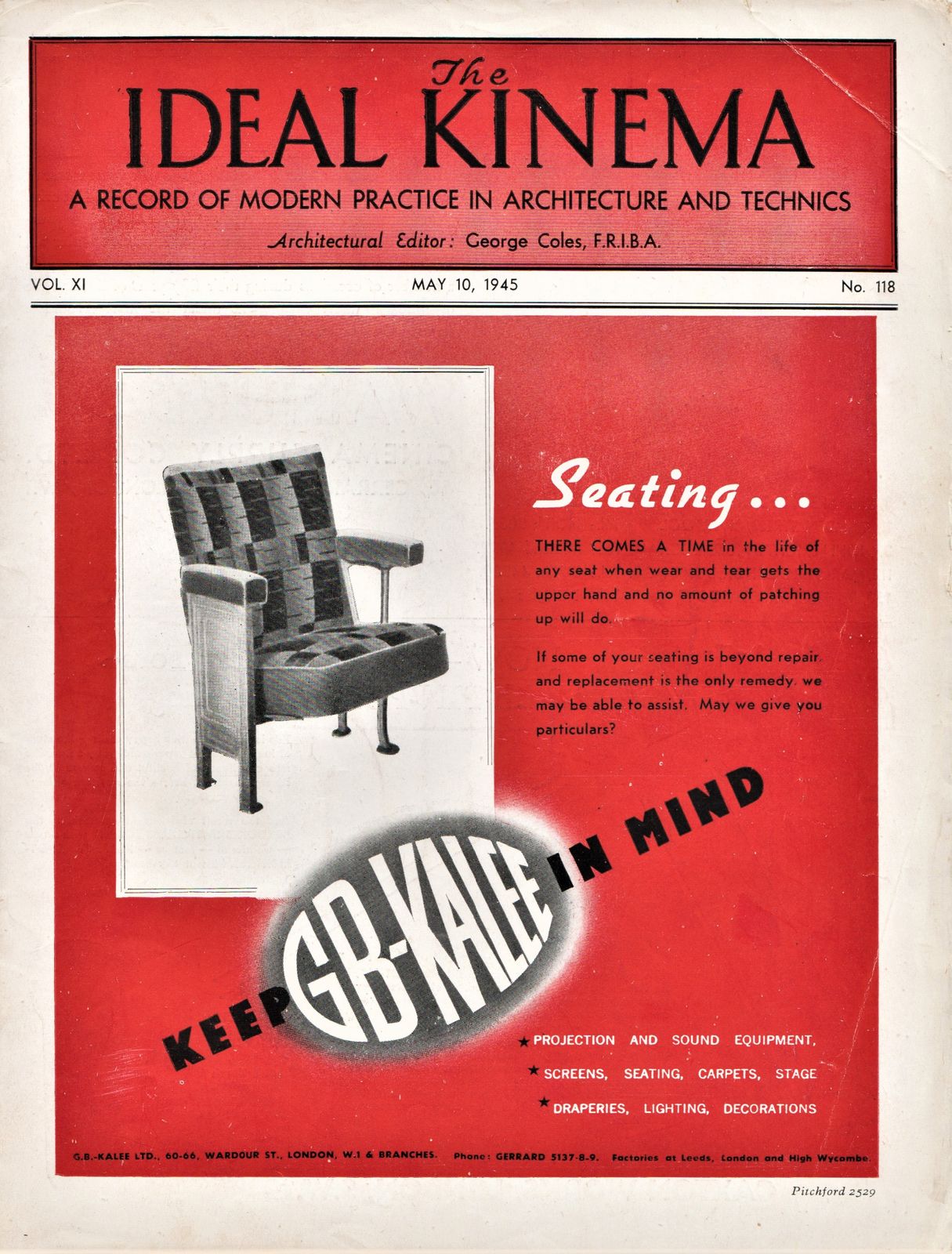 IDEAL KINEMA magazine side cover  Vol 11 No  118 10 May 1945