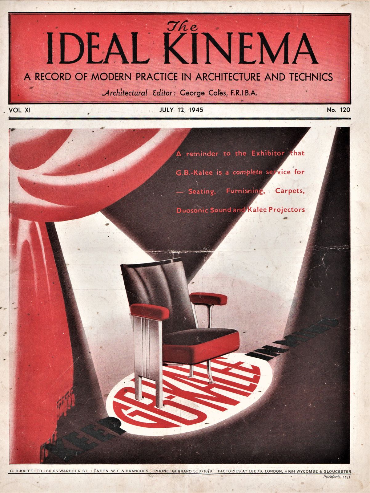 IDEAL KINEMA magazine side cover  Vol 11 No  120 12 July 1945
