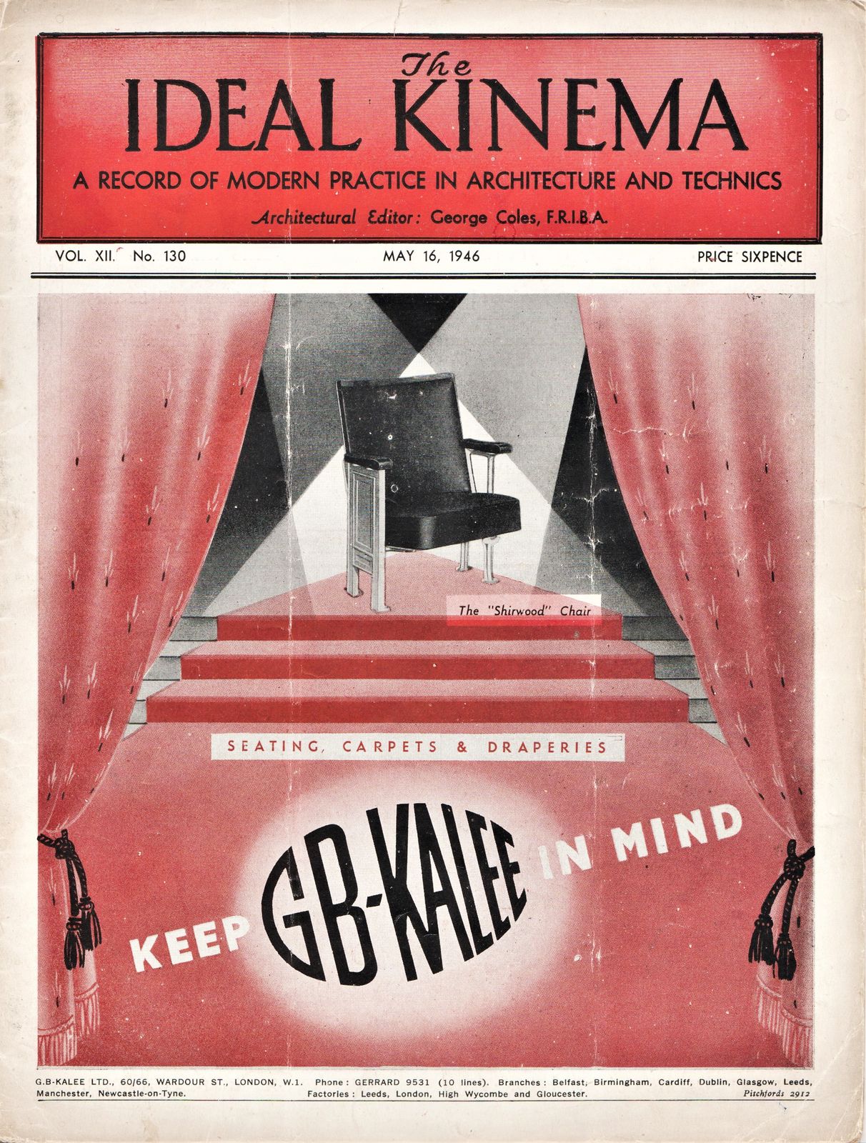 IDEAL KINEMA magazine side cover  Vol 12Vol 130 16 May 1946