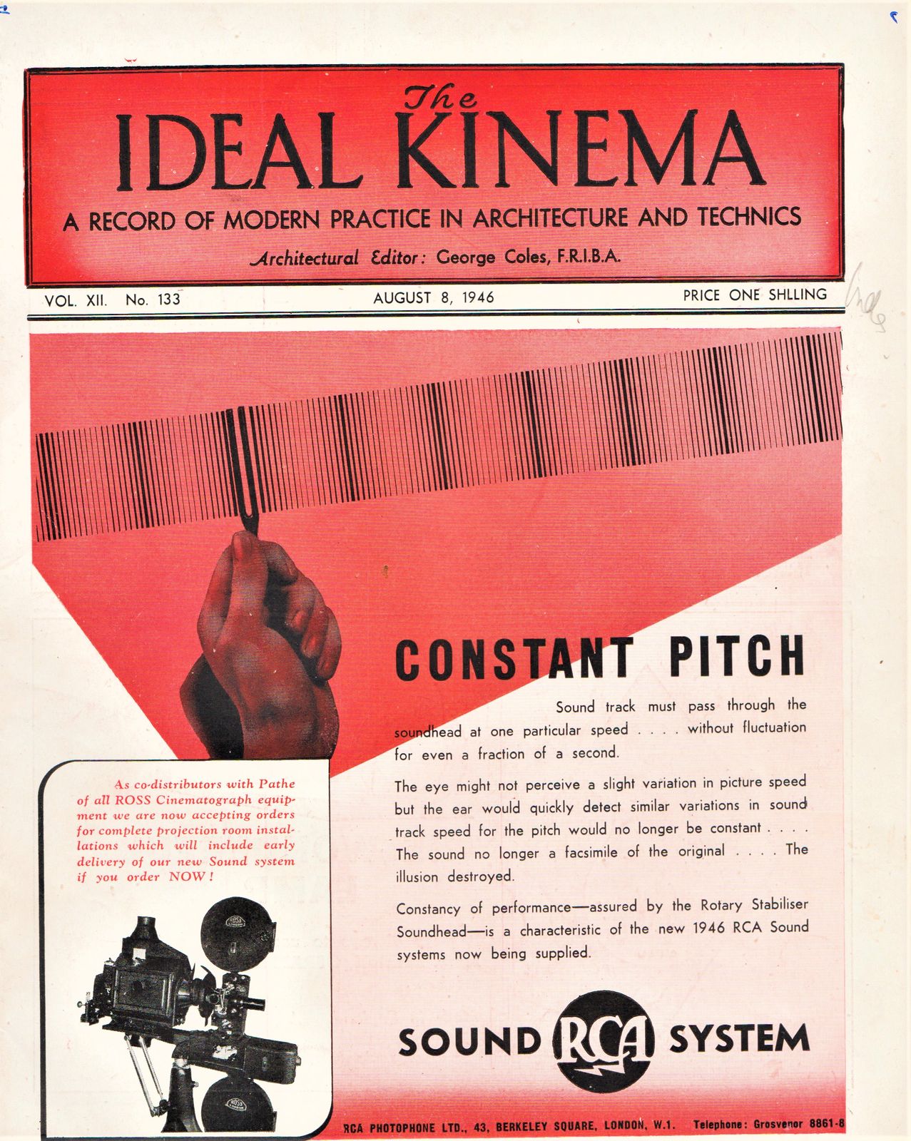 IDEAL KINEMA magazine side cover  Vol 12 No  133 8 August 1946