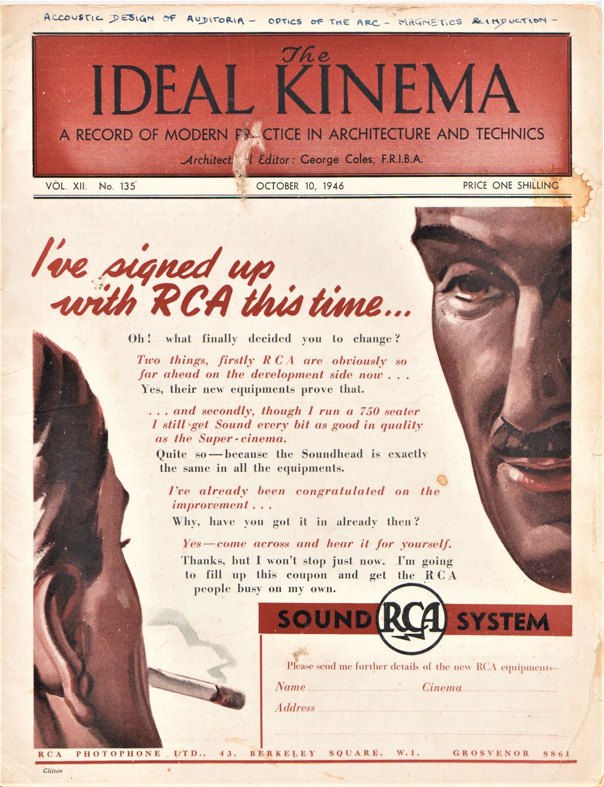 IDEAL KINEMA magazine side cover  Vol 12 No  135 10 October 1946