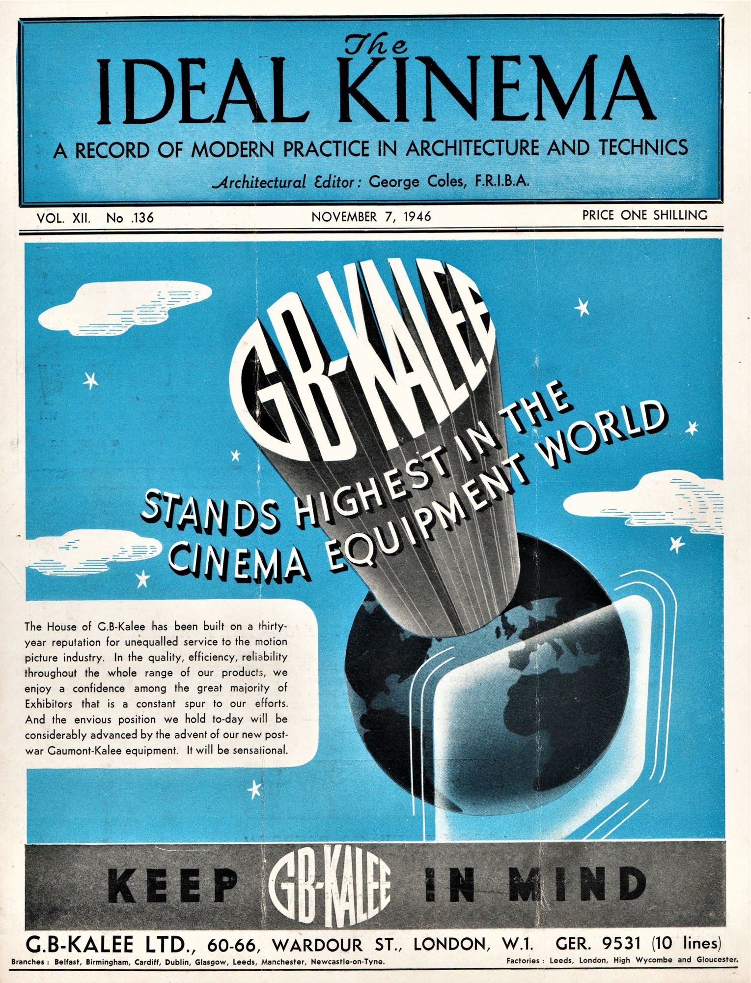IDEAL KINEMA magazine side cover  Vol 12 No  136 7 November 1946