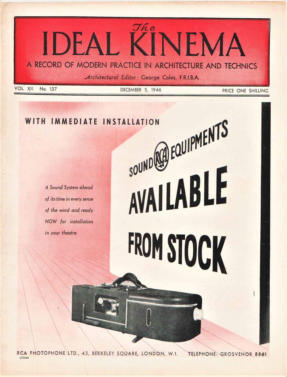 IDEAL KINEMA magazine side cover  Vol 12 No  137 5 December 1946