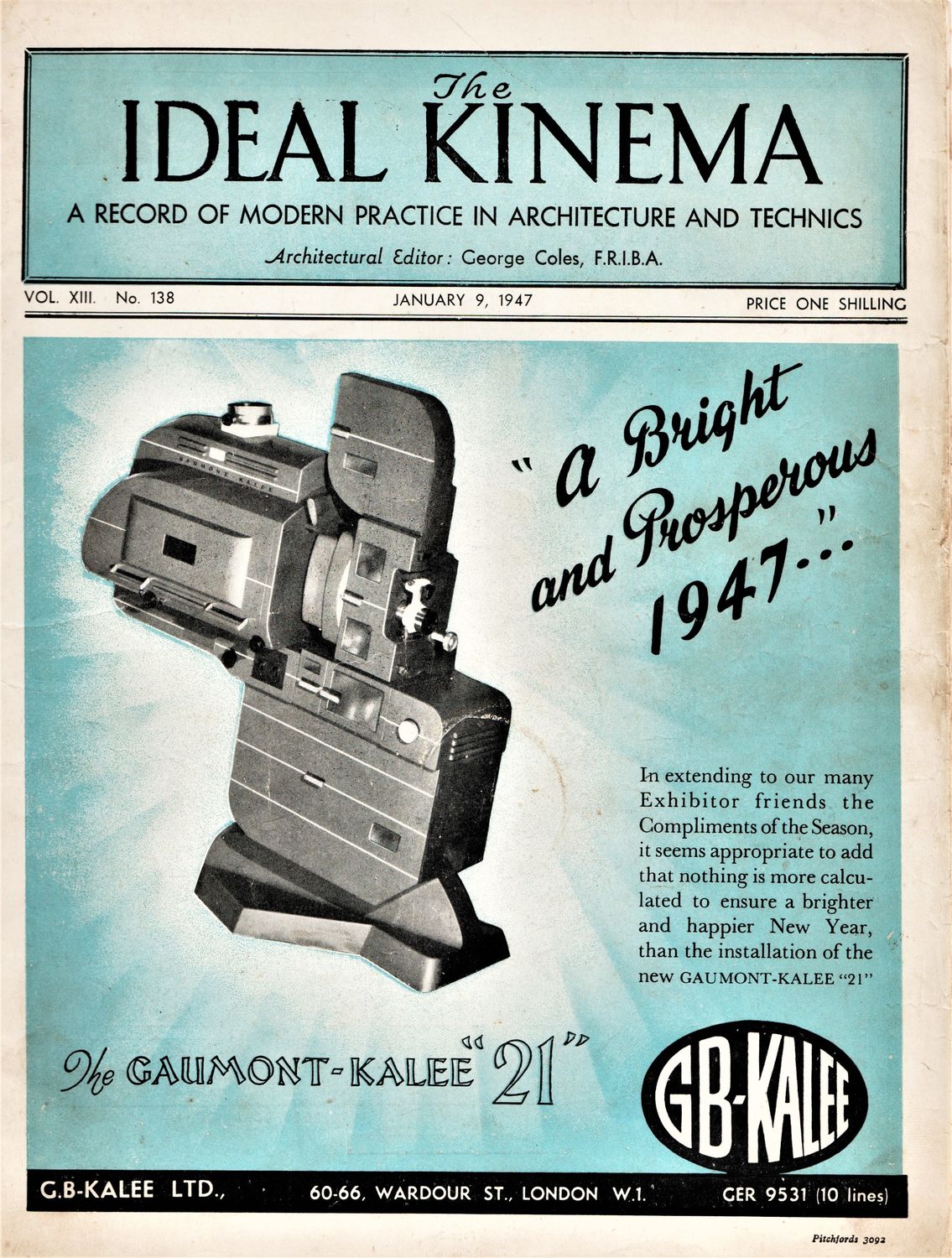 IDEAL KINEMA magazine side cover  Vol 13 No  138 9 January 1947