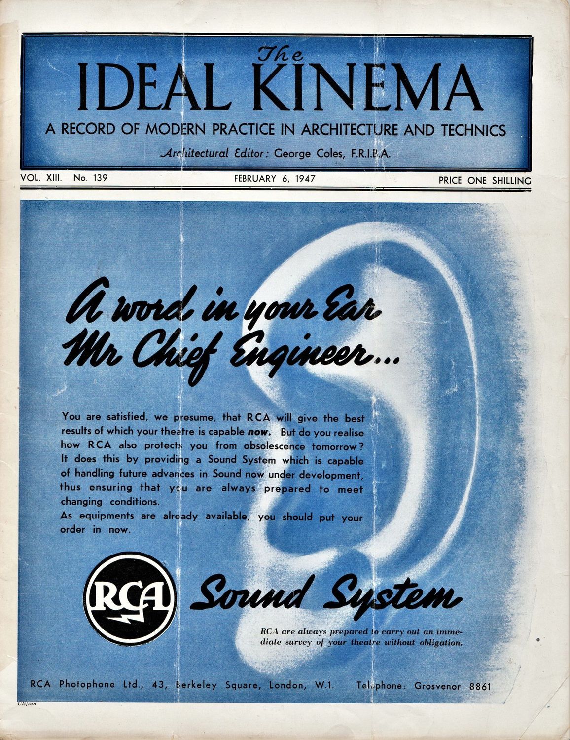 IDEAL KINEMA magazine side cover  Vol 8 No  139 6 February 1947