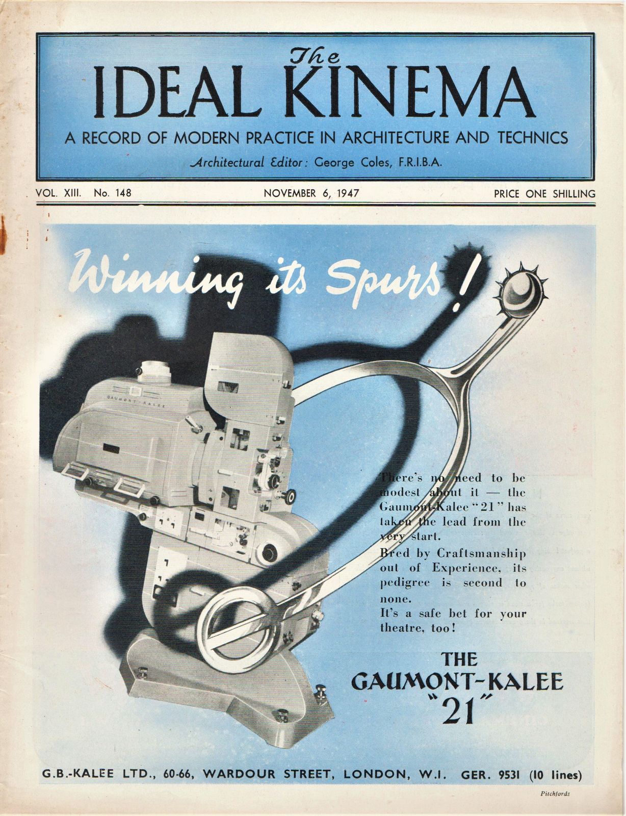 IDEAL KINEMA magazine side cover  Vol 13 No  148 6 November 1947