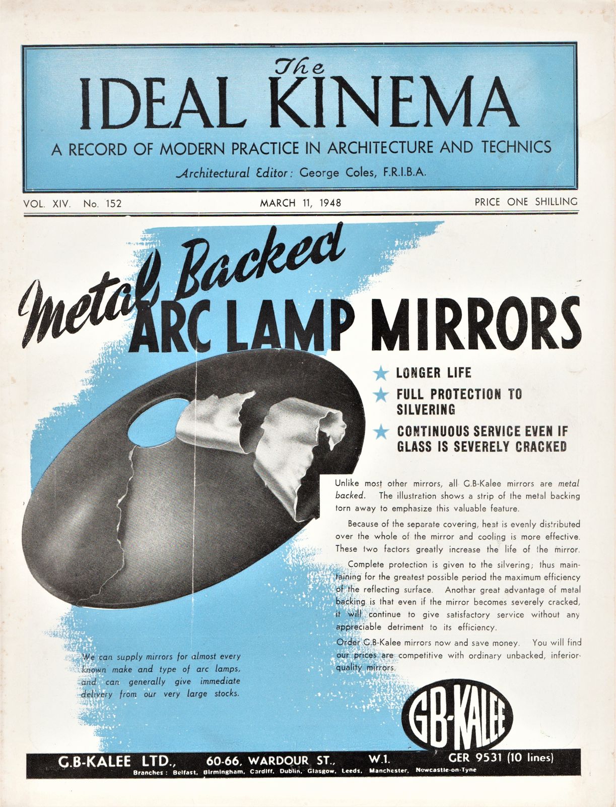 IDEAL KINEMA magazine side cover  Vol 14 No  152 11 March 1948