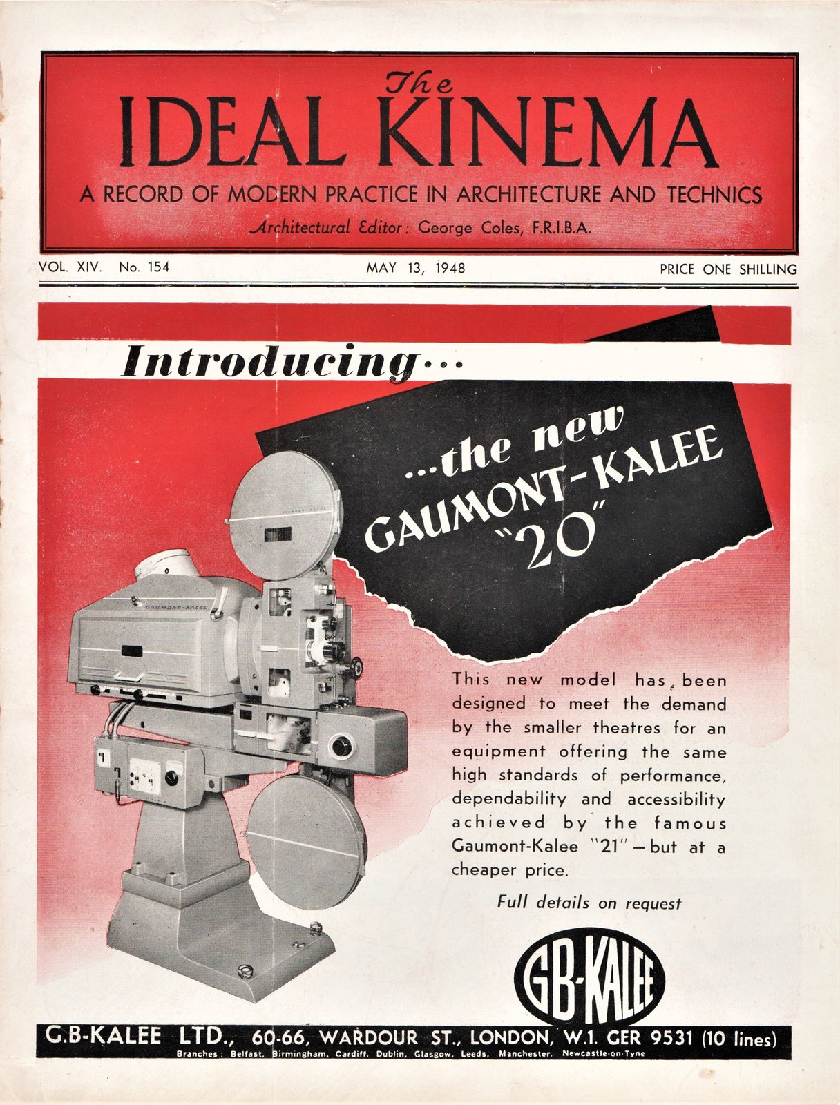 IDEAL KINEMA magazine side cover  Vol 14 No  154 13 May 1948