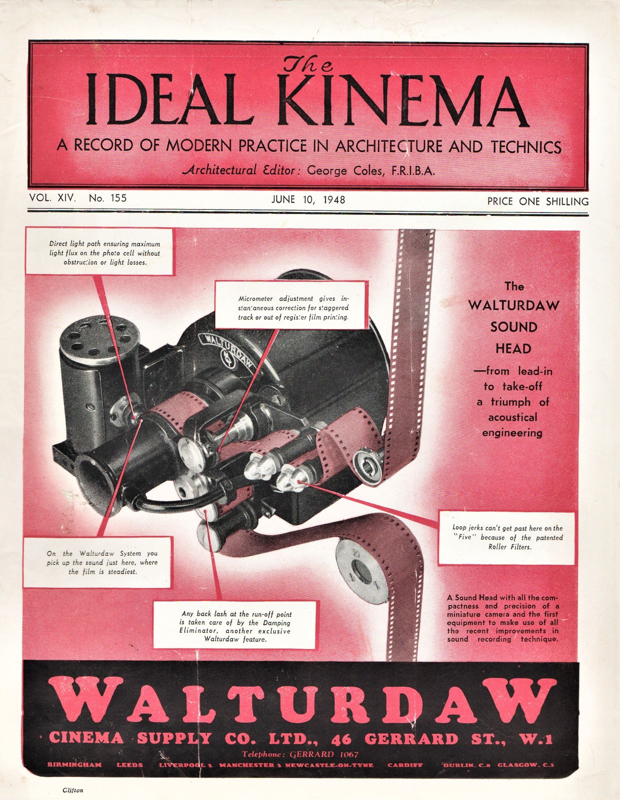 IDEAL KINEMA magazine side cover  Vol 14 No  155 10 June 1948