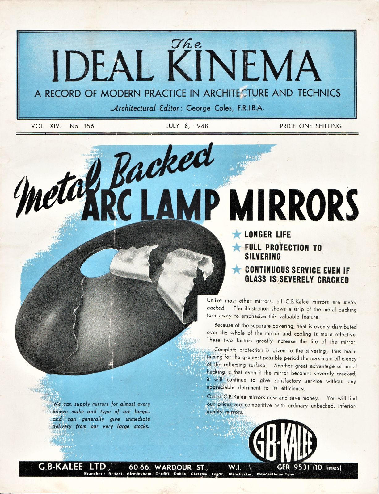 IDEAL KINEMA magazine side cover  Vol 14 No  156 8 July 1948