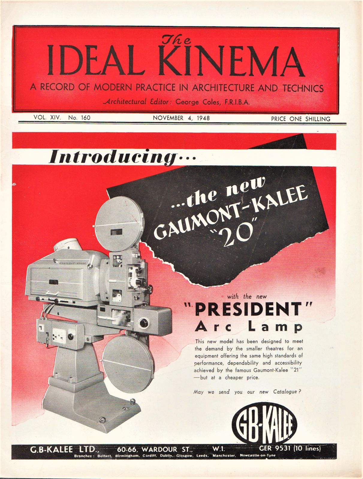 IDEAL KINEMA magazine side cover  Vol 14 No  160 4 November 1948