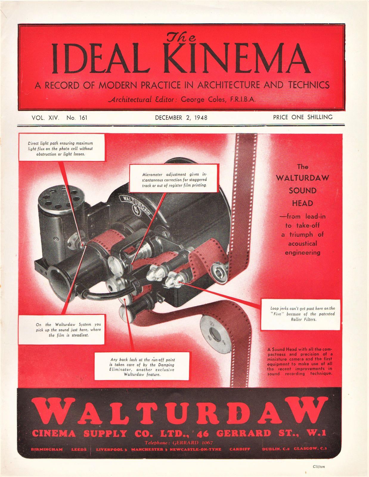 IDEAL KINEMA magazine side cover  Vol 14 No  161 2 December 1948