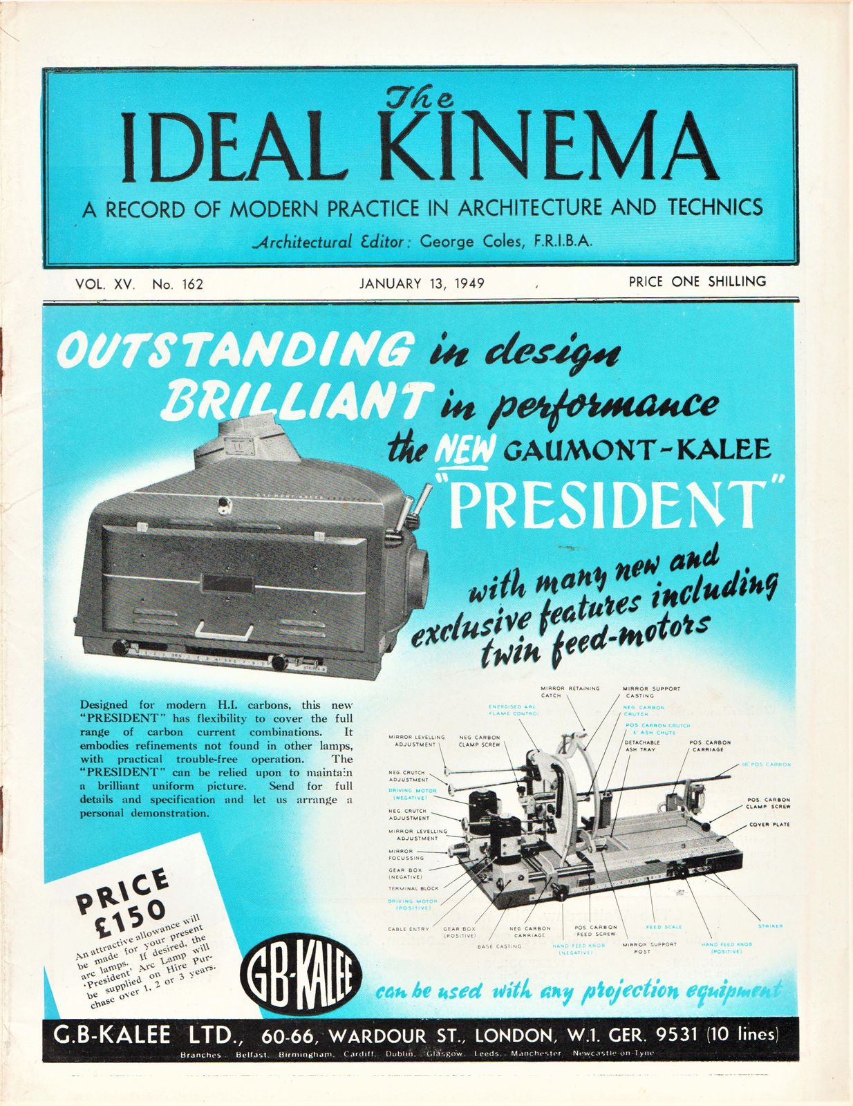 IDEAL KINEMA magazine side cover  Vol 15 No  162 13 January 1949