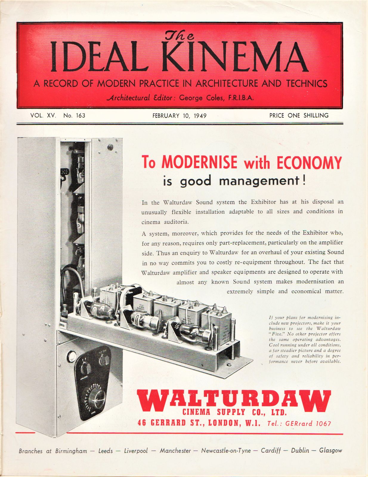 IDEAL KINEMA magazine side cover  Vol 15 No  163 10 February 1949