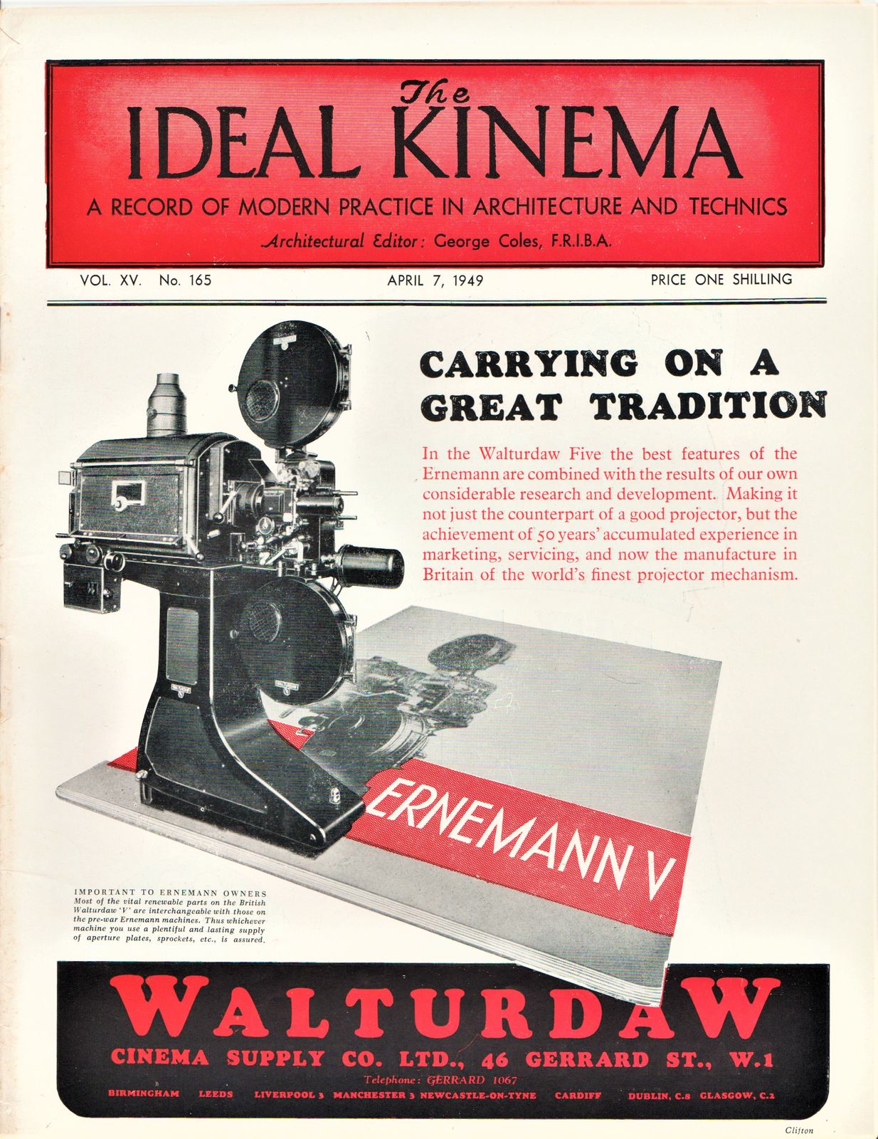IDEAL KINEMA magazine side cover  Vol 15 No  165 7 April 1949