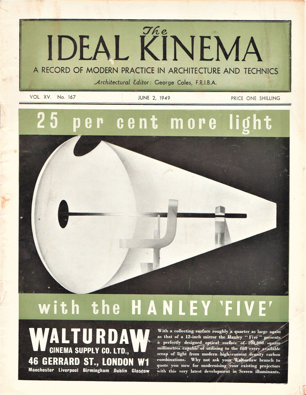 IDEAL KINEMA magazine side cover  Vol 15 No  167 2 June 1949