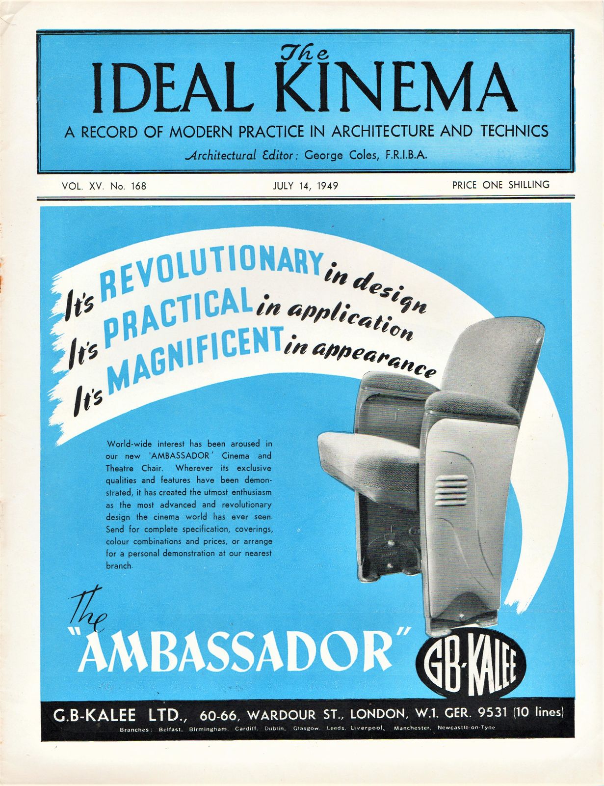 IDEAL KINEMA magazine side cover  Vol 15 No  168 14 July 1949