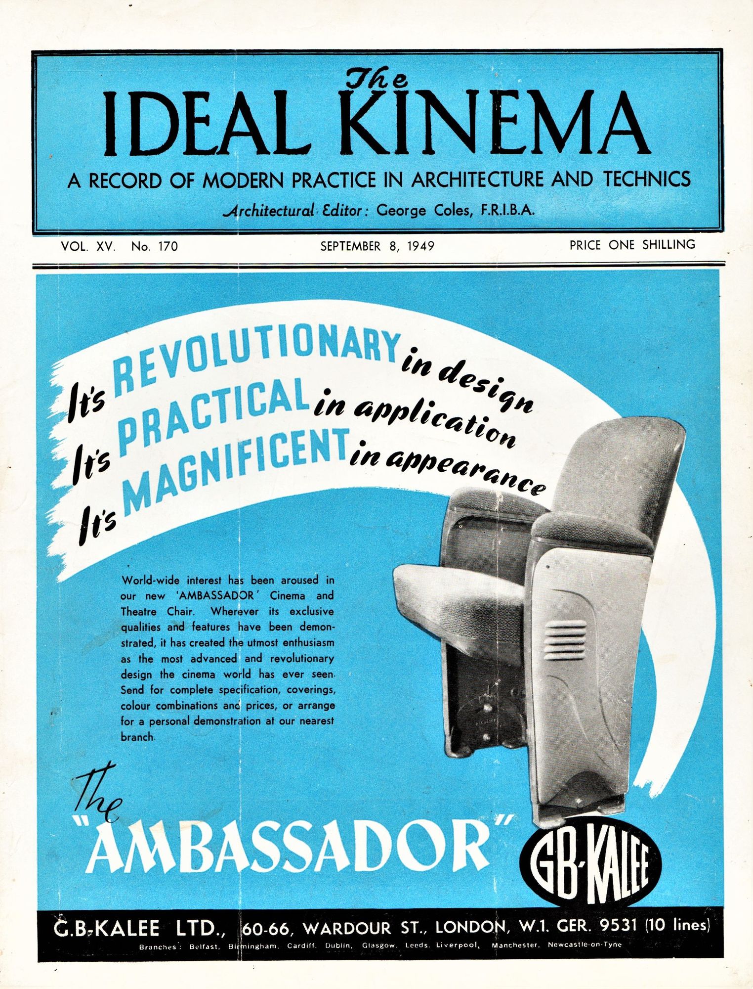IDEAL KINEMA magazine side cover  Vol 15 No  170 8 September 1949