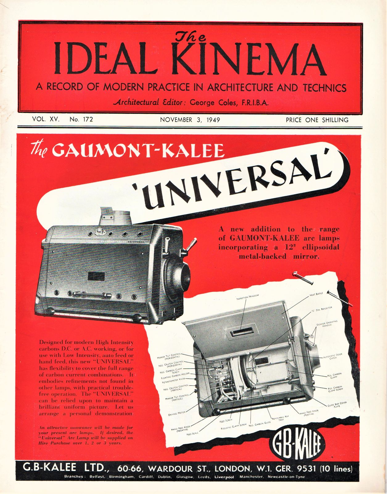 IDEAL KINEMA magazine side cover  Vol 15 No  172 3 November 1949