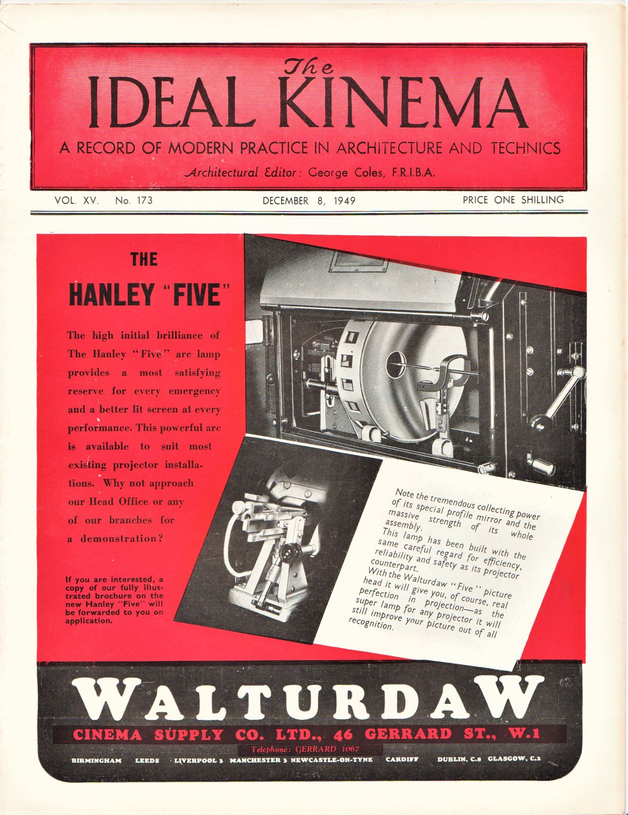 IDEAL KINEMA magazine side cover  Vol 15 No  173 8 December 1949