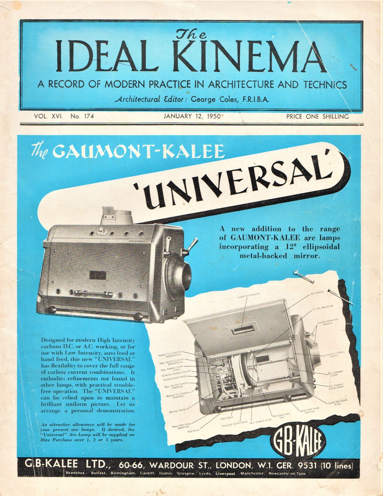 IDEAL KINEMA magazine side cover  Vol 16 No  174 12 January 1950