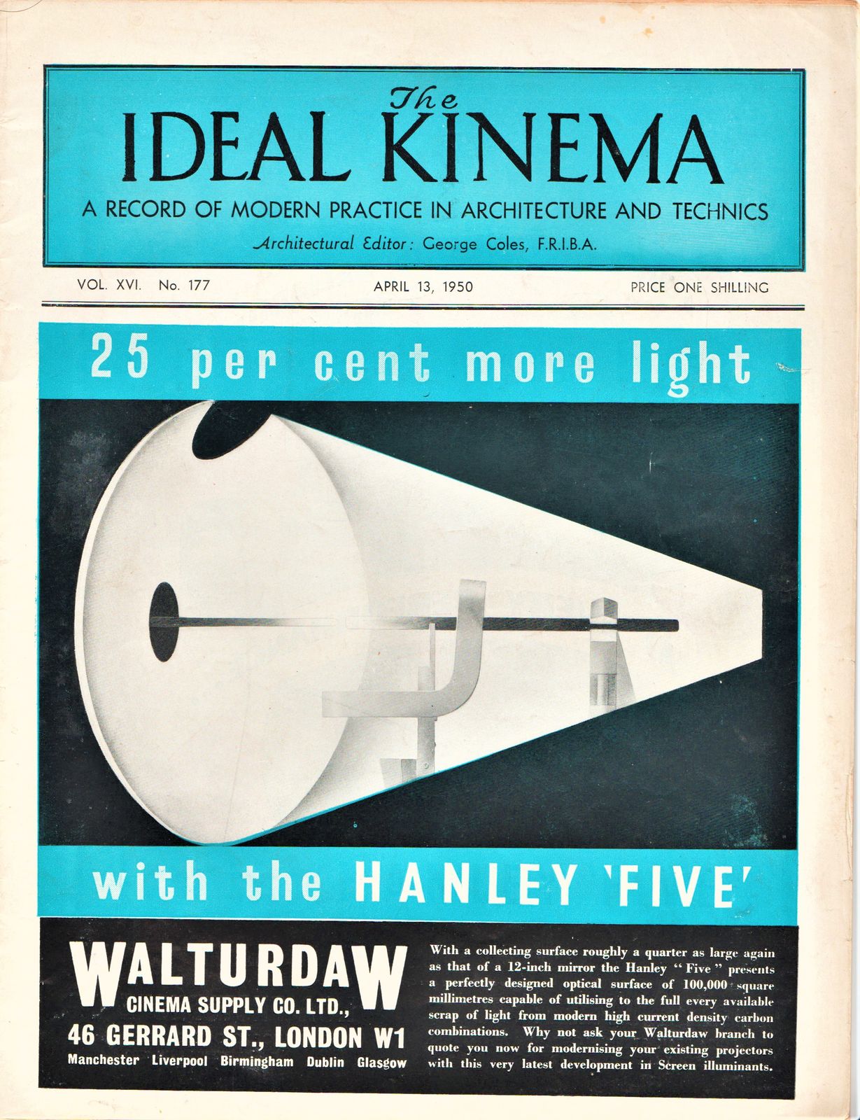 IDEAL KINEMA magazine side cover  Vol 16 No  177 13 April 1950