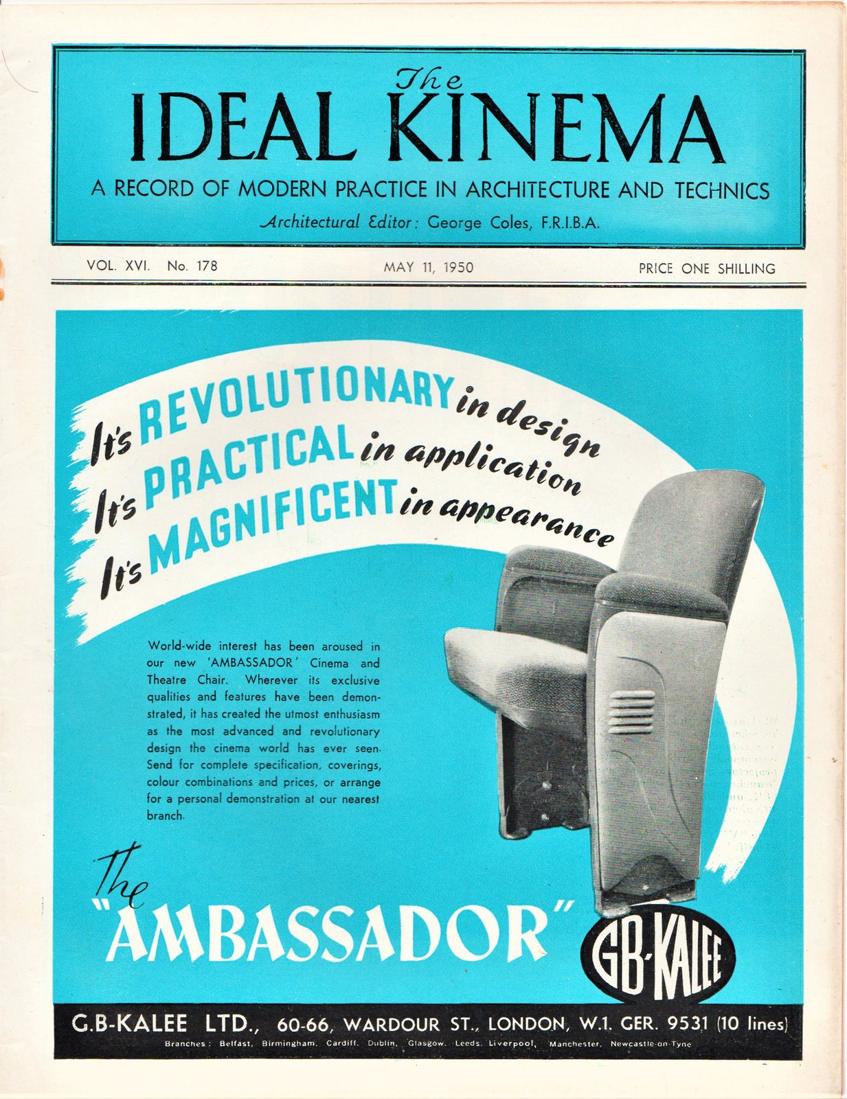 IDEAL KINEMA magazine side cover  Vol 16 No  178 11 May 1950