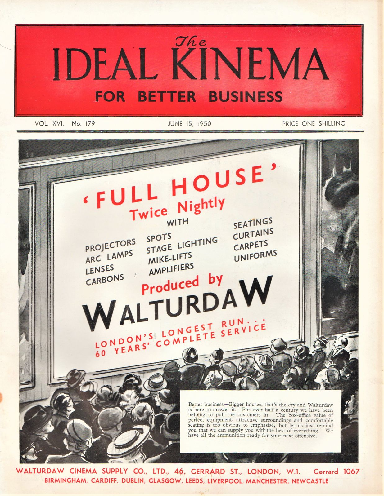 IDEAL KINEMA magazine side cover  Vol 16 No  179 15 June 1950