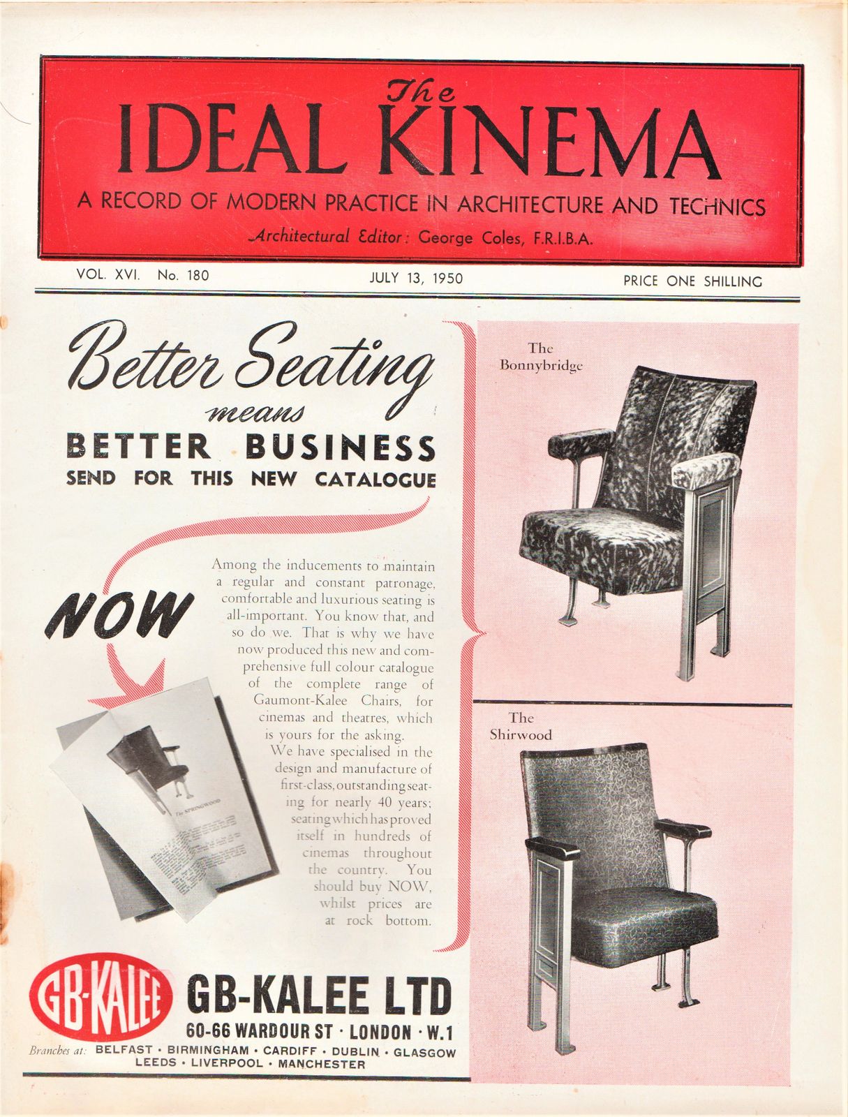 IDEAL KINEMA magazine side cover  Vol 16 No  180 16 July 1950