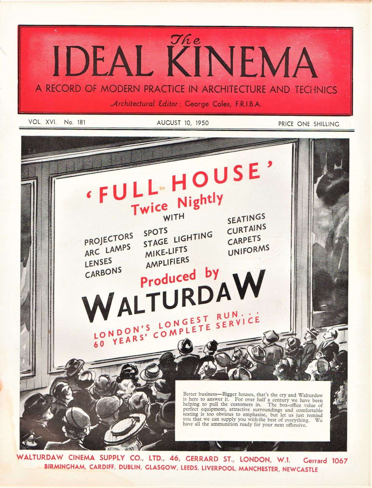 IDEAL KINEMA magazine side cover  Vol 16 No  181 10 August 1950