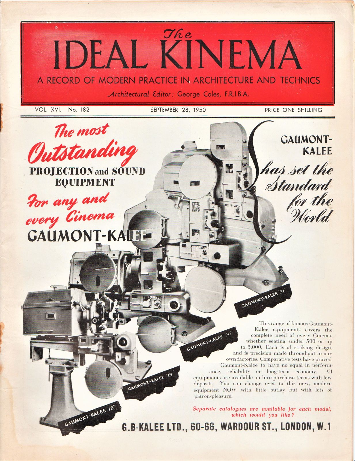 IDEAL KINEMA magazine side cover  Vol 16 No  182 28 September 1950