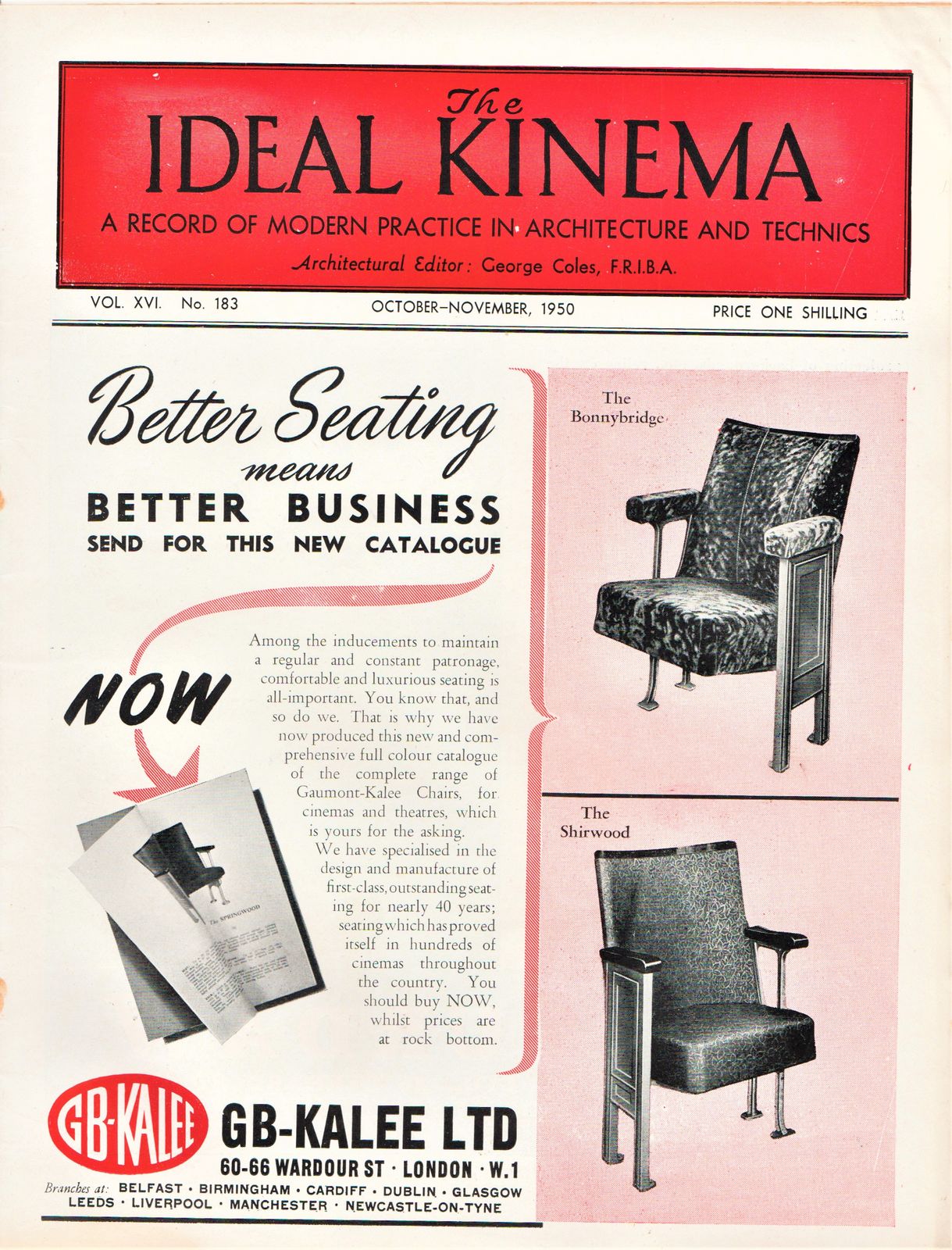 IDEAL KINEMA magazine side cover  Vol 16 No  183  October/November 1950