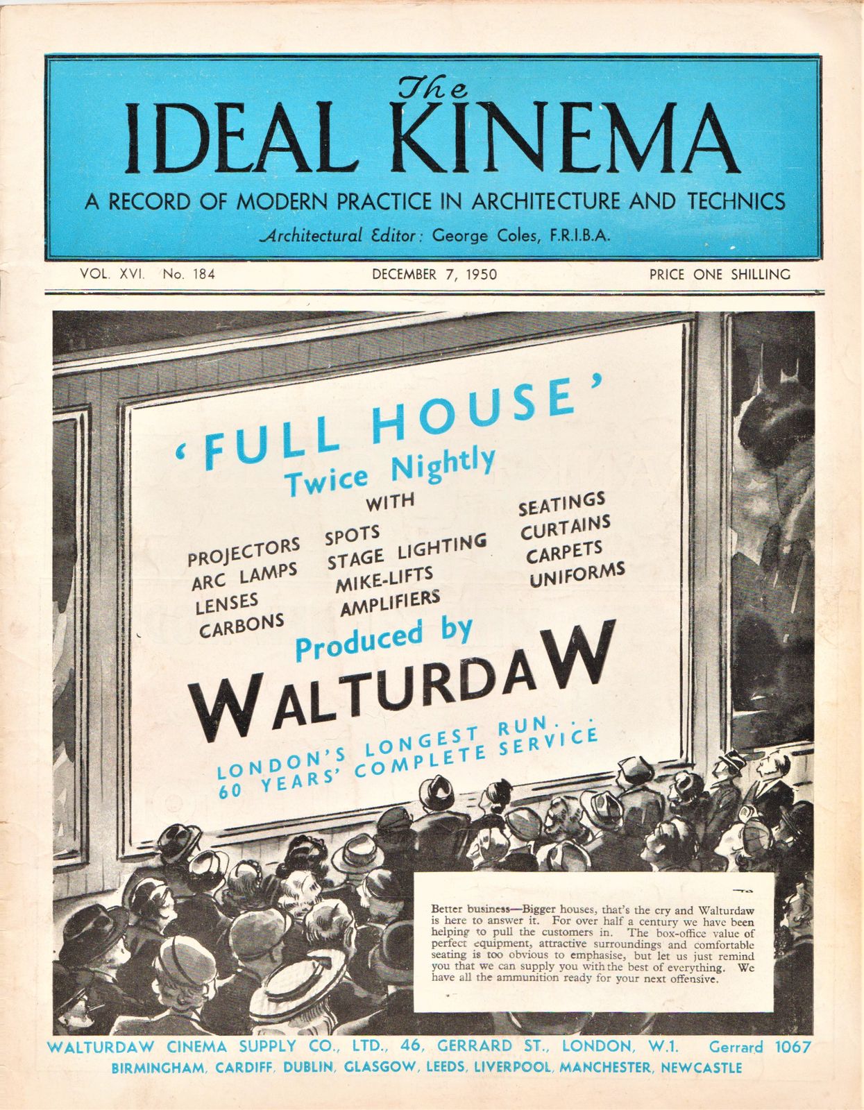 IDEAL KINEMA magazine side cover  Vol 16 No  184 7 December 1950