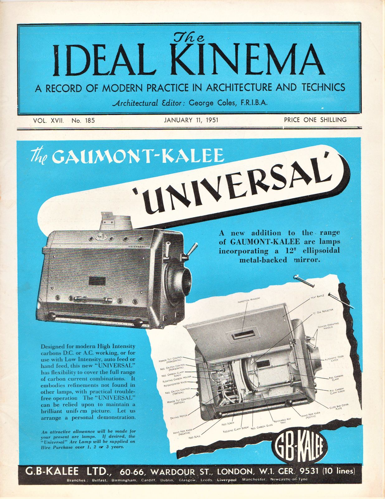 IDEAL KINEMA magazine side cover  Vol 17 No  185 11 January 1951