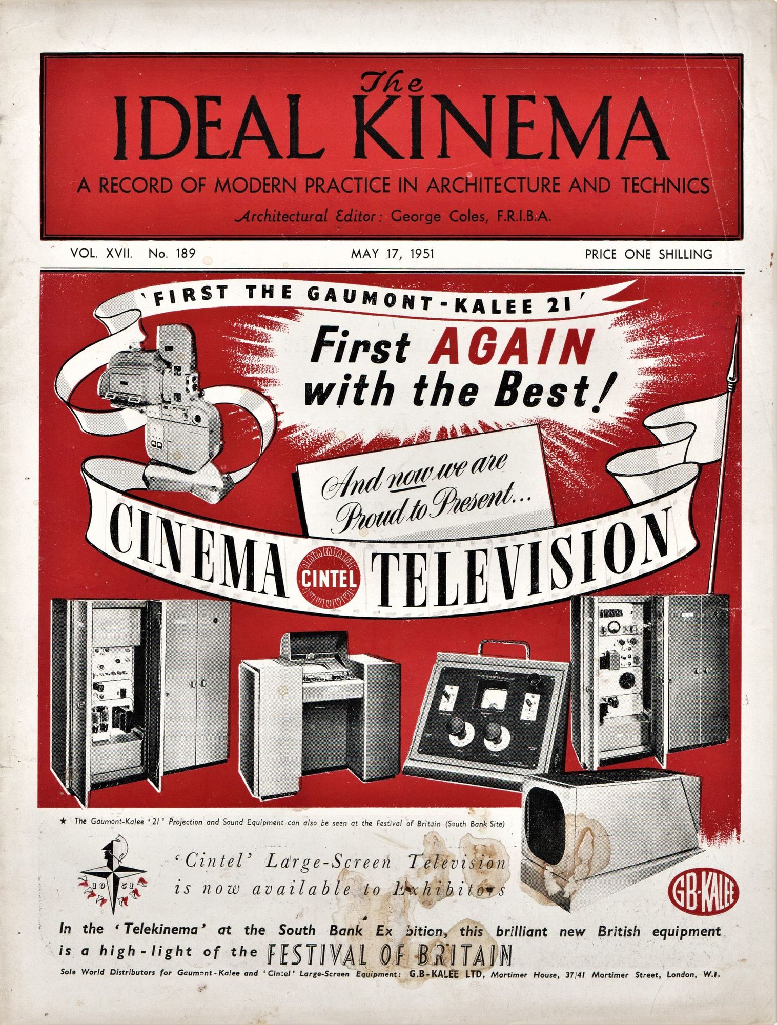 IDEAL KINEMA magazine side cover  Vol 17 No  189 17 May 1951