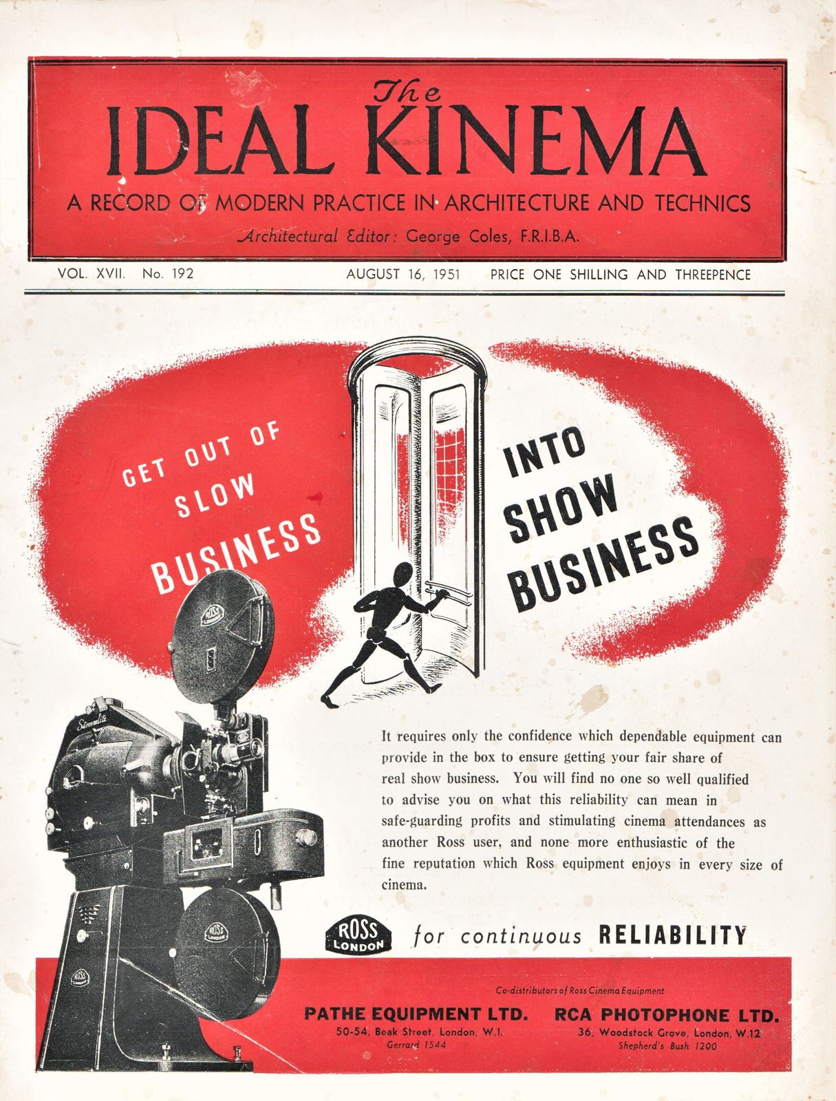 IDEAL KINEMA magazine side cover  Vol 17 No  192 16 August 1951