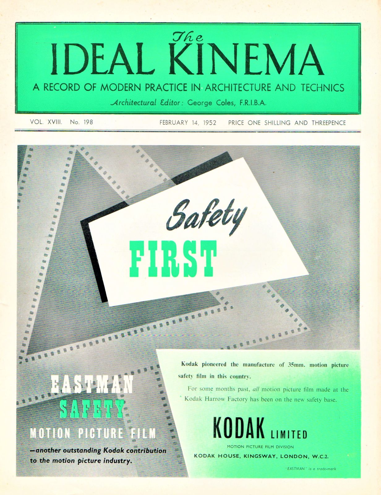 IDEAL KINEMA magazine side cover  Vol 18 No  198 14 February 1952