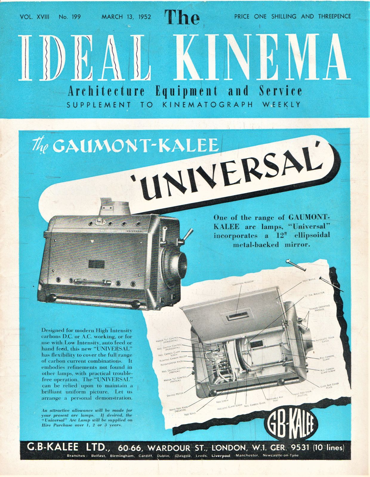 IDEAL KINEMA magazine side cover  Vol 18 No  199 13 March 1952