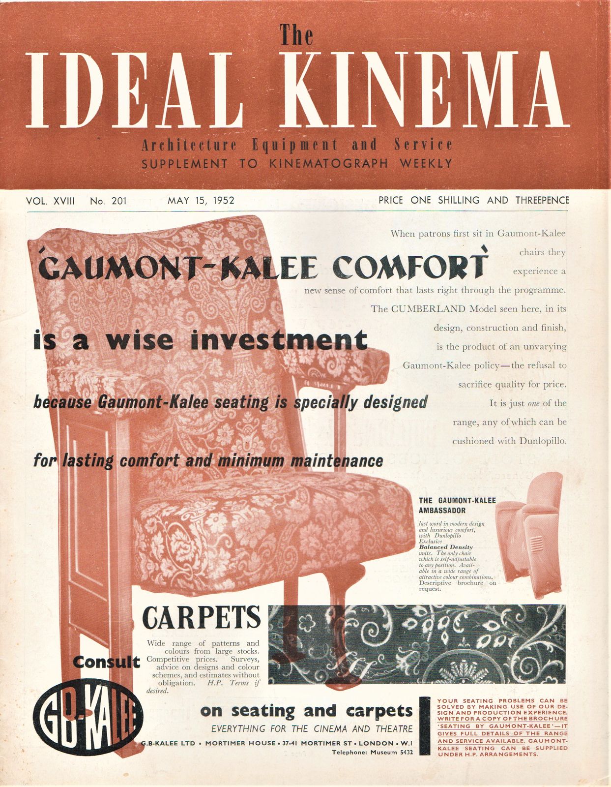 IDEAL KINEMA magazine side cover  Vol 18 No  201 15 May 1952