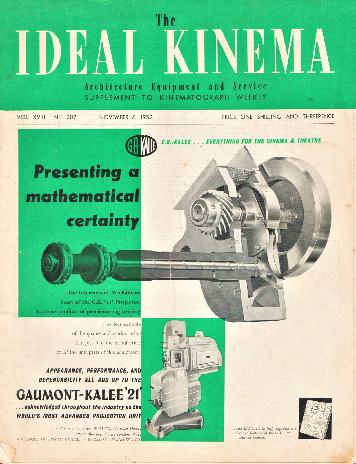 IDEAL KINEMA magazine side cover  Vol 18 No  207 6 November 1952
