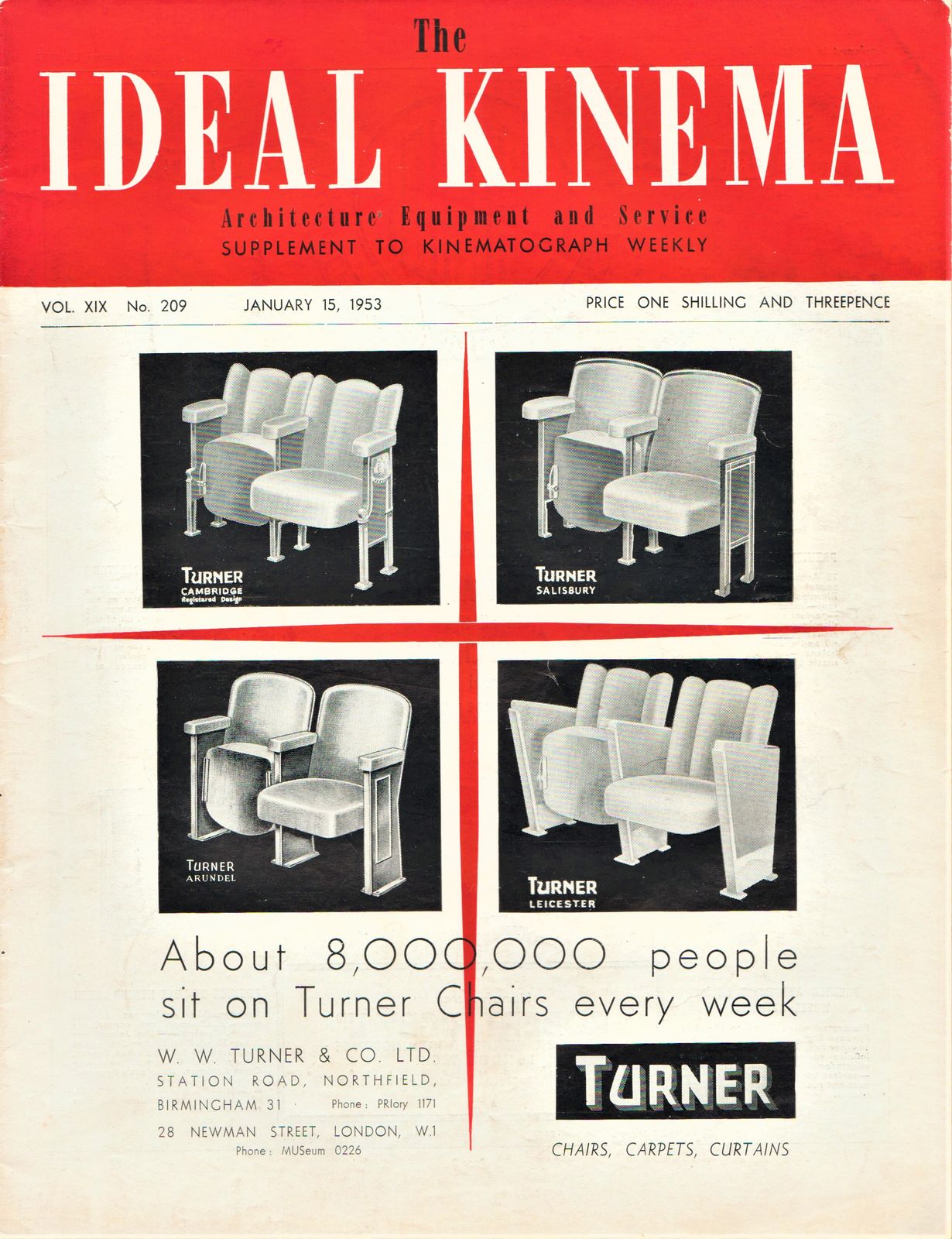IDEAL KINEMA magazine side cover  Vol 19 No  209 15 January 1953