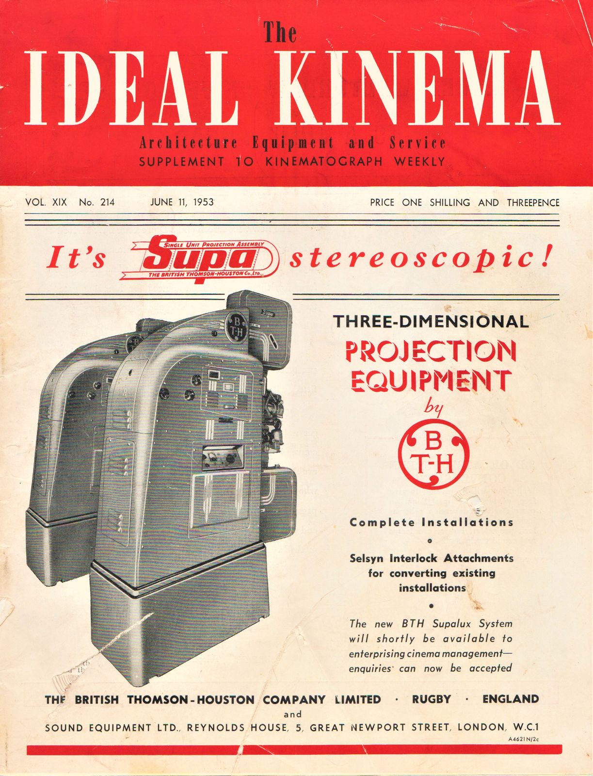 IDEAL KINEMA magazine side cover  Vol 19 No  214 11 June 1953