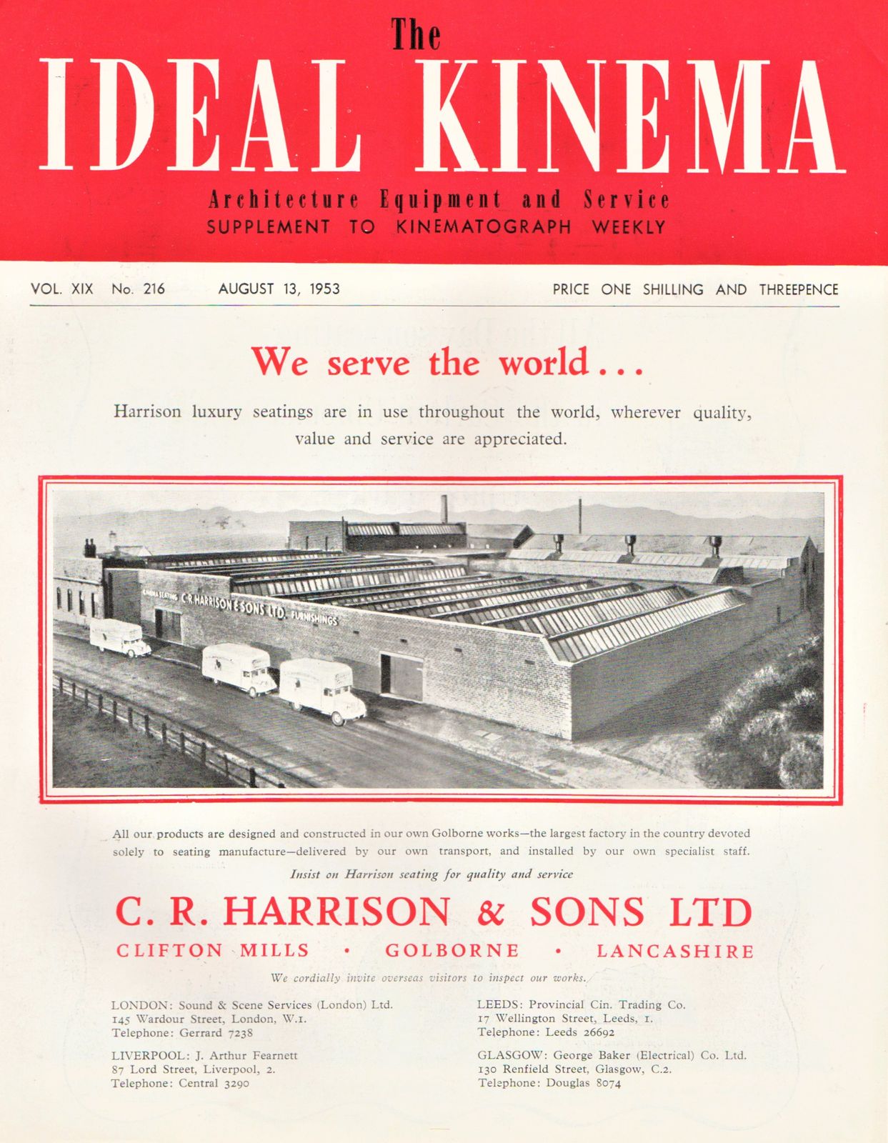 IDEAL KINEMA magazine side cover  Vol 19 No  216 13 August 1953